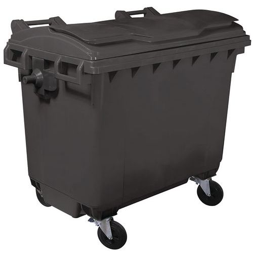 Conteneur poubelle à roulettes gris à quatre roues